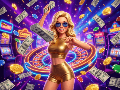 Luxury casino gaming environment with high-stakes tables and slots